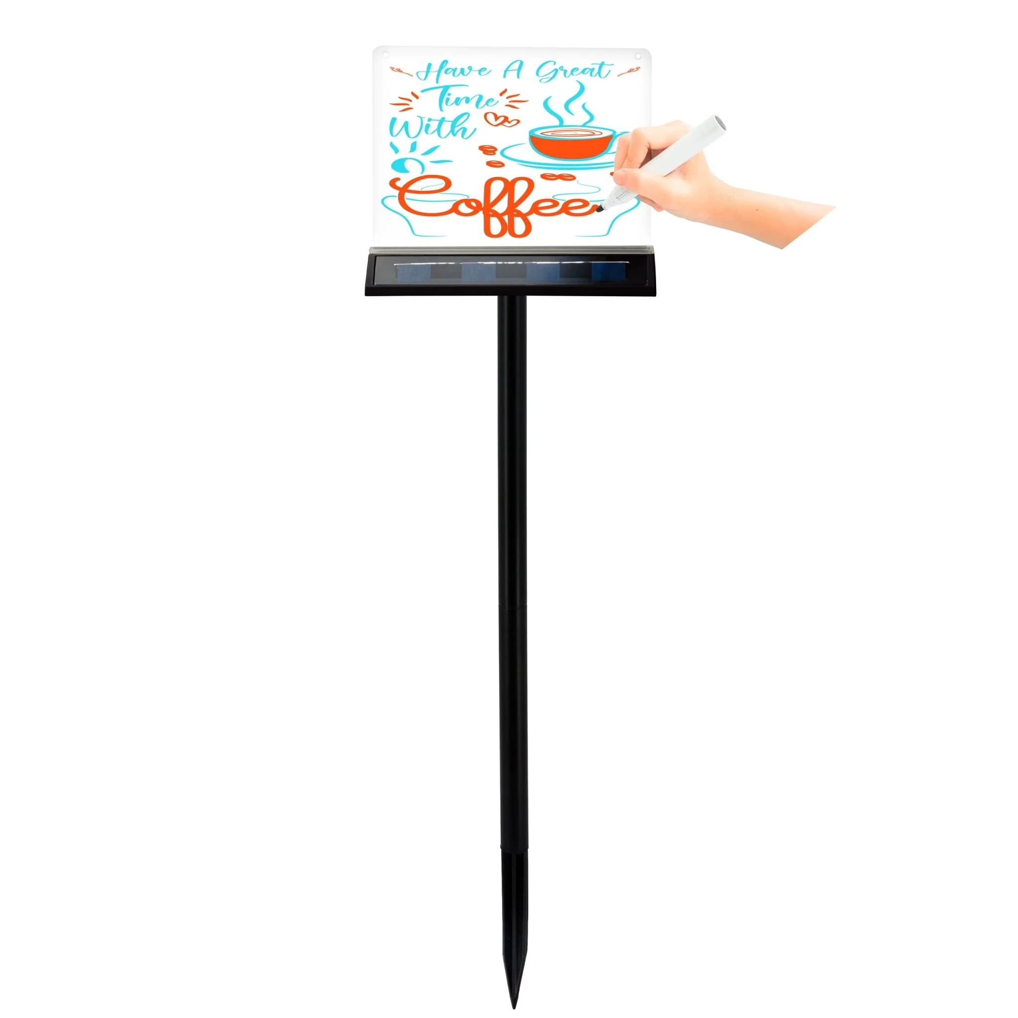 LED's Light Solar LED Display Schrijfbord Buiten - Draadloos op zonne-energie - Incl. Stift - Image 4