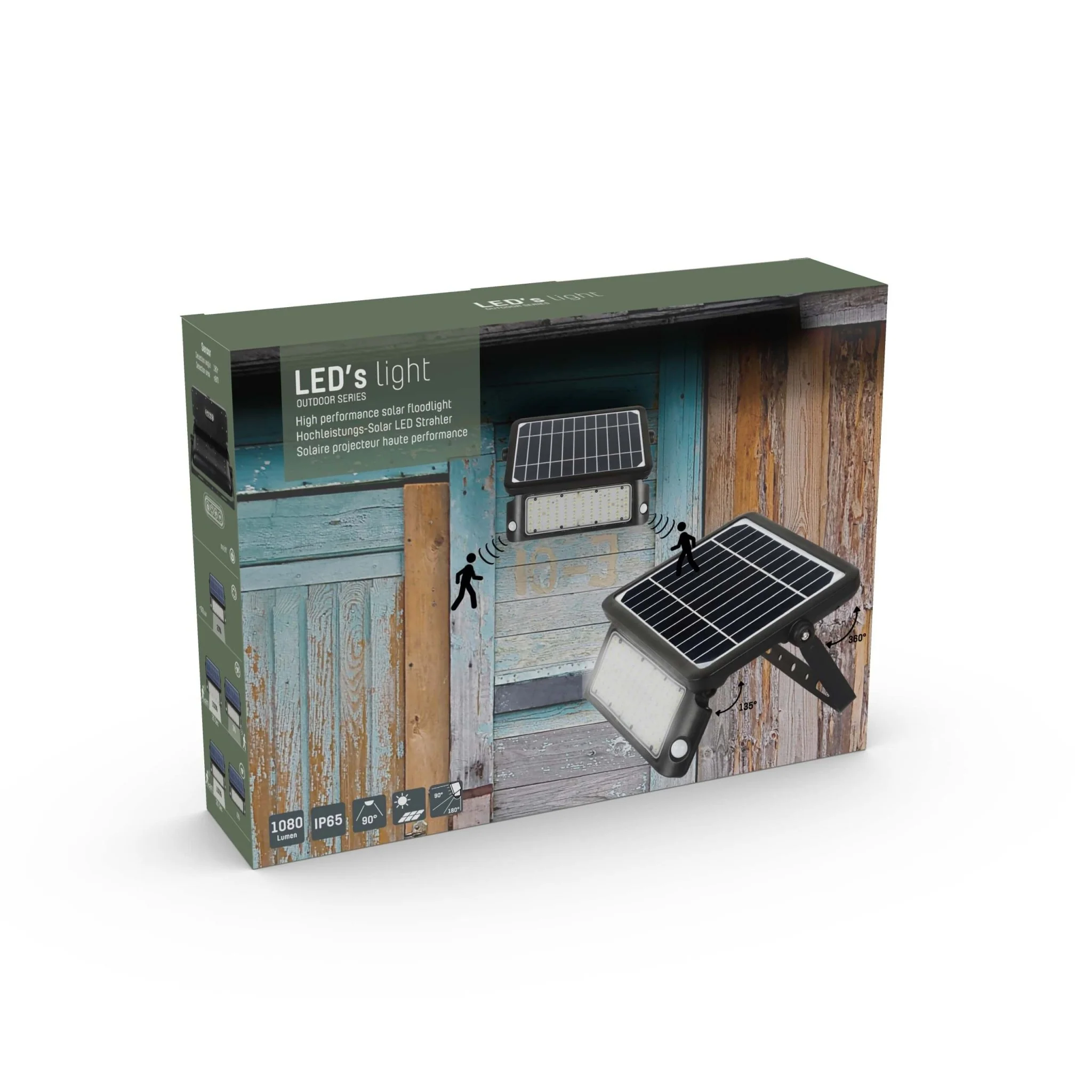 LED's Light Solar LED Schijnwerper met Bewegingssensor - 3 standen - Draadloos - 1080 Lumen - Zwart - Image 10