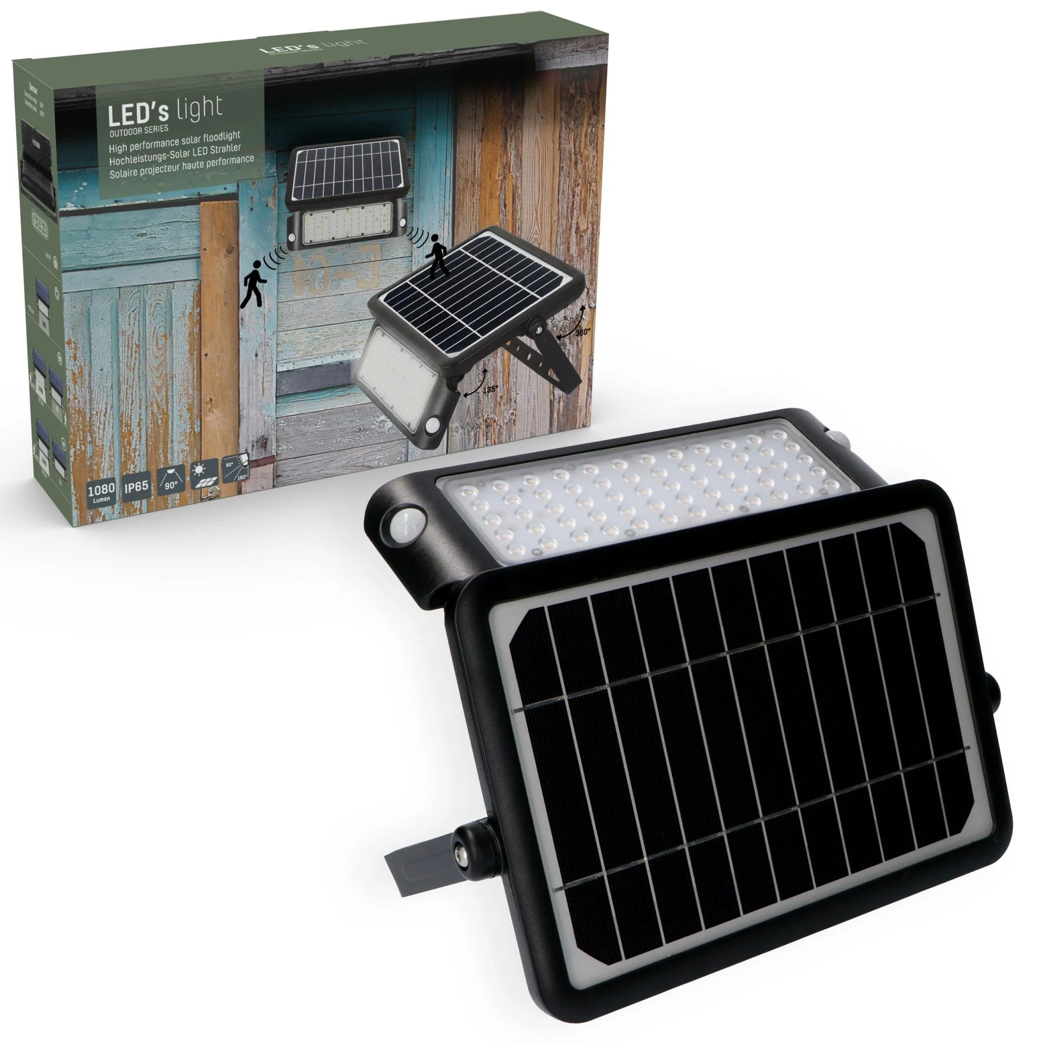 LED's Light Solar LED Schijnwerper met Bewegingssensor - 3 standen - Draadloos - 1080 Lumen - Zwart - Image 12