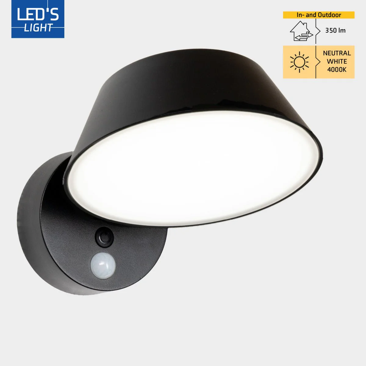 Solar Wandlamp Buitenlamp met Bewegingssensor - 350lm - 4000K - Zwart - IP54 - Sensor - Image 3