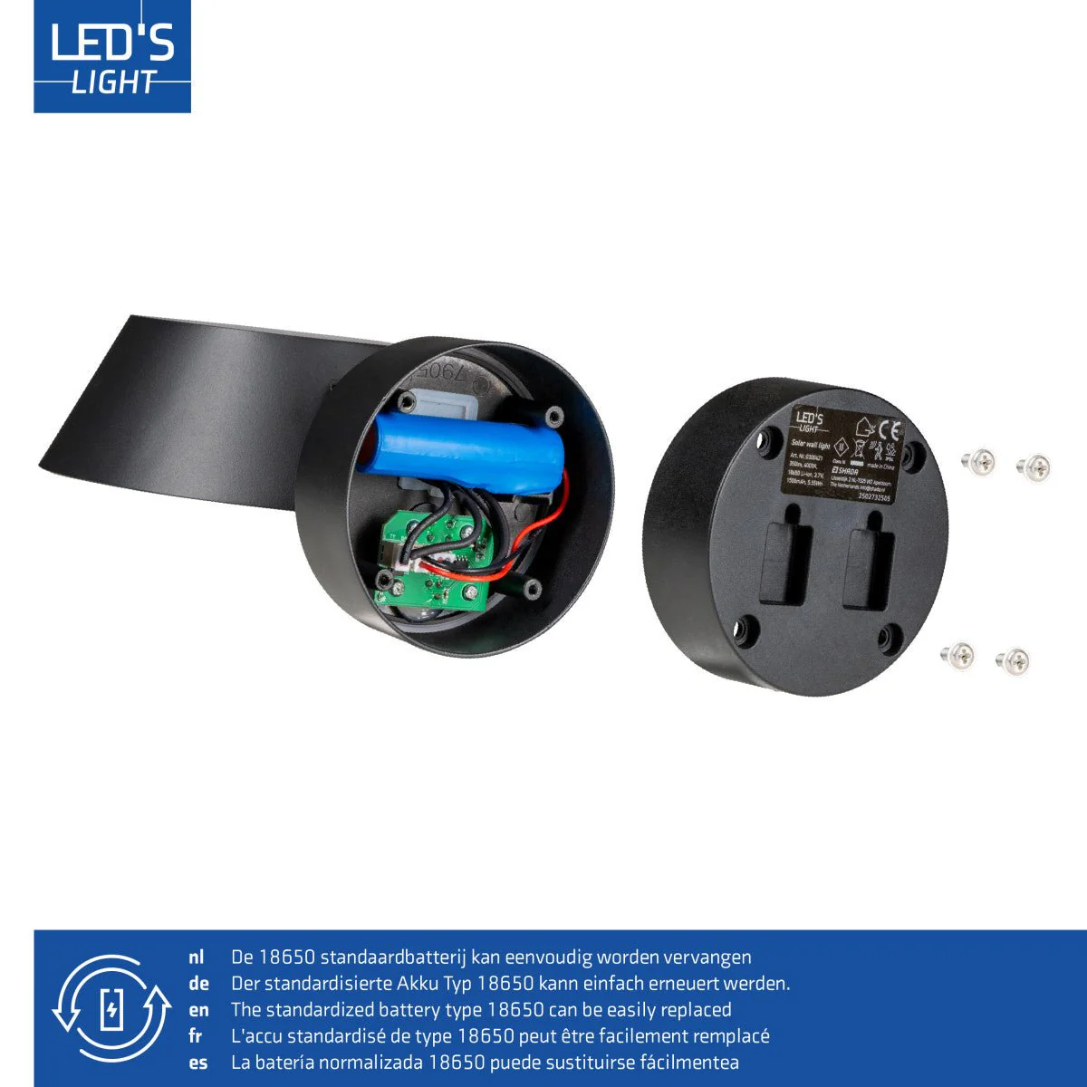 Solar Wandlamp Buitenlamp met Bewegingssensor - 350lm - 4000K - Zwart - IP54 - Sensor - Image 5