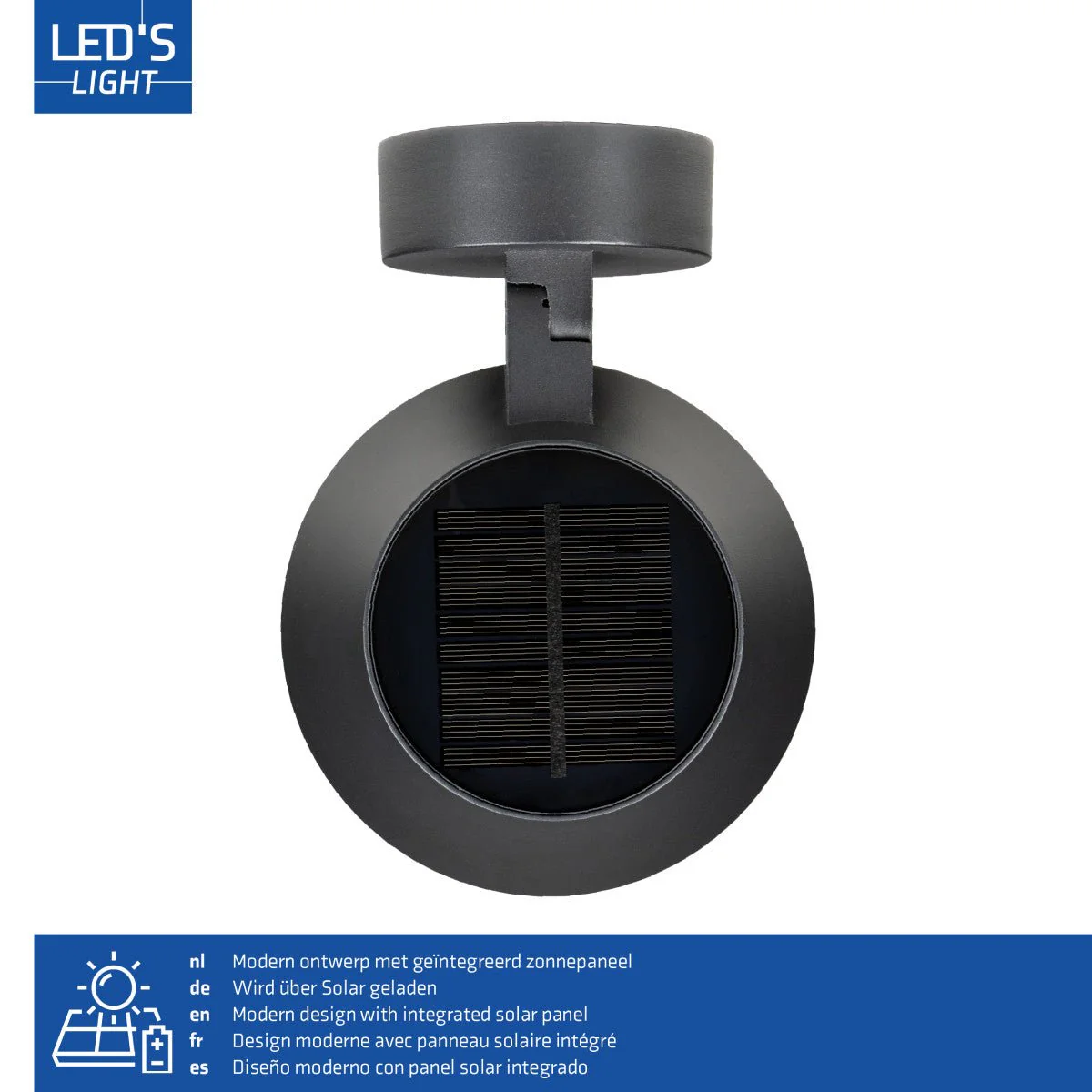 Solar Wandlamp Buitenlamp met Bewegingssensor - 350lm - 4000K - Zwart - IP54 - Sensor - Image 6