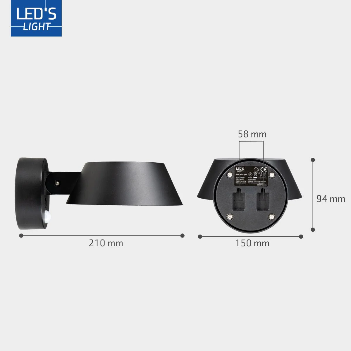 Solar Wandlamp Buitenlamp met Bewegingssensor - 350lm - 4000K - Zwart - IP54 - Sensor - Image 7