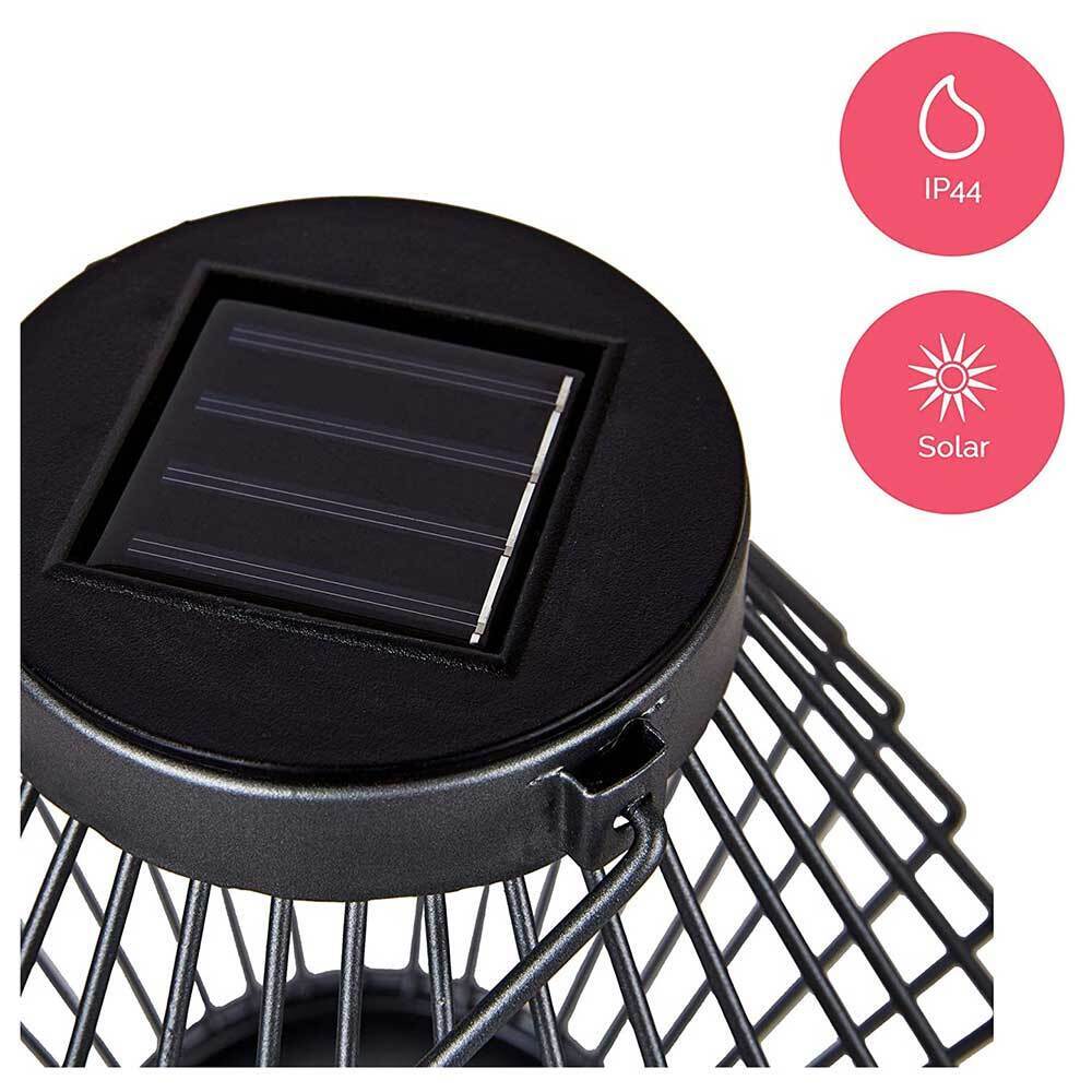 Solar LED Lantaarn Rotan 17 cm - Draadloos op zonne-energie - Grijs - Image 3