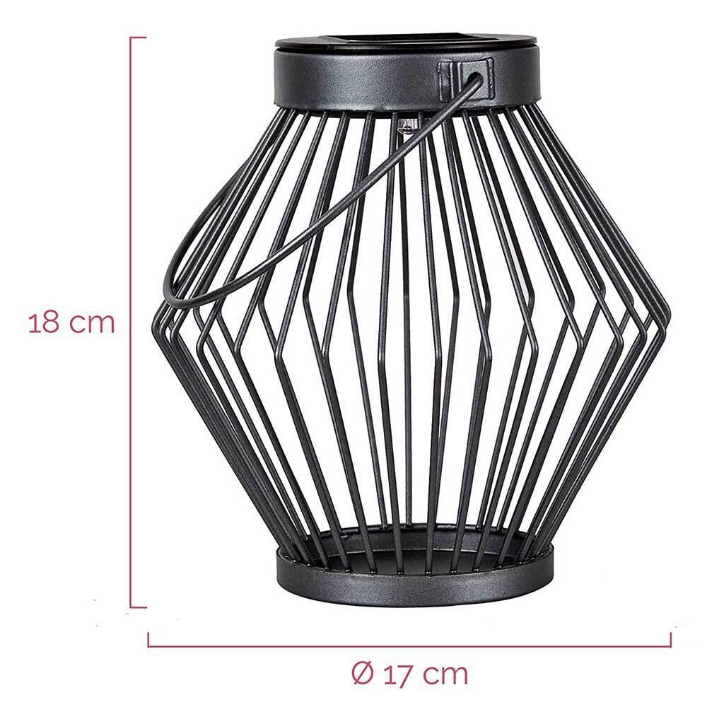 Solar LED Lantaarn Rotan 17 cm - Draadloos op zonne-energie - Grijs - Image 6