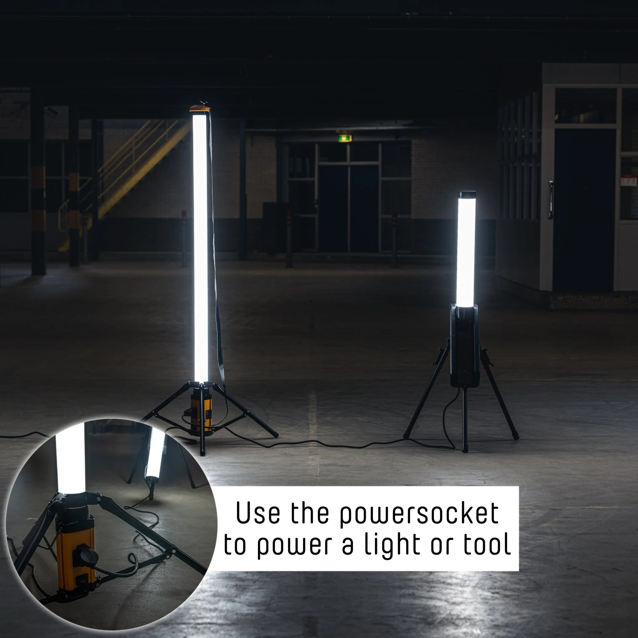 LED's Work Tripod Bouwlamp 12000 - 360 graden rondom licht - Extra stopcontact aansluiting - IP54 waterdicht - 100W - Image 3