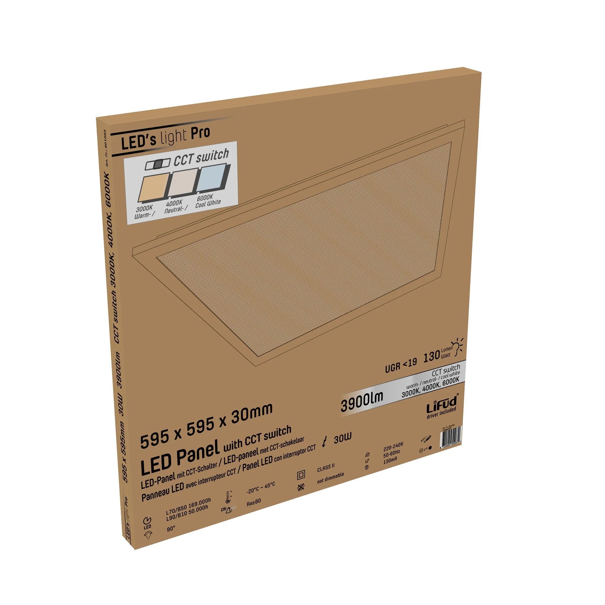 LongLife LED Paneel 60 x 60 cm - Lichtkleur dimbaar van warm naar koud wit - 130 lm/w - Image 3