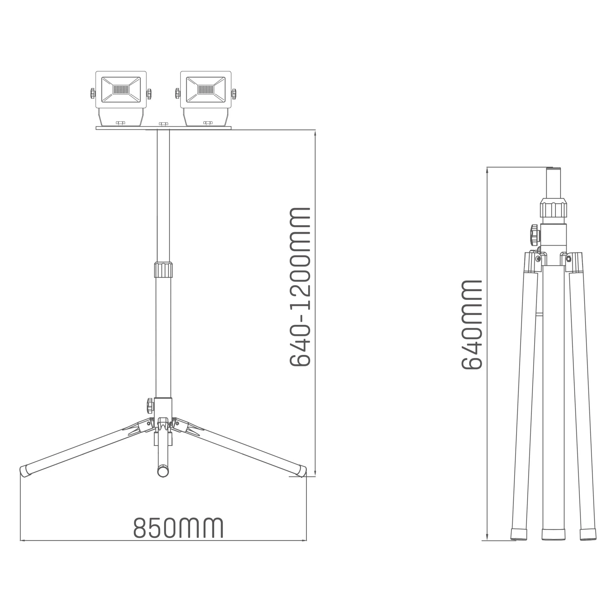 LED's Work 2 x 20W Bouwlamp met DUO Statief 4250 - IP54 waterdicht - In hoogte verstelbaar tot 1,20 meter - Image 3