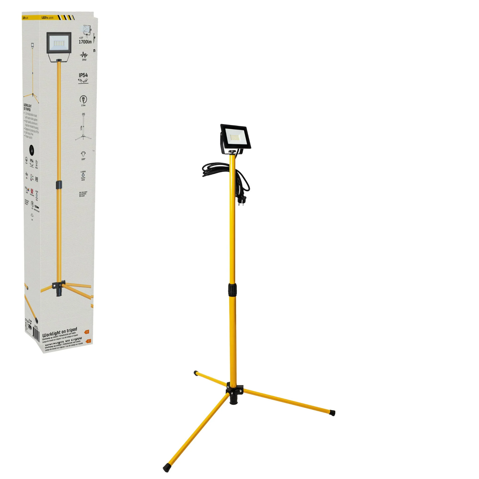 LED's Work 1 x 20W ProWork Tripod LED Bouwlamp op statief - In hoogte verstelbaar - 2125 lm - Image 4