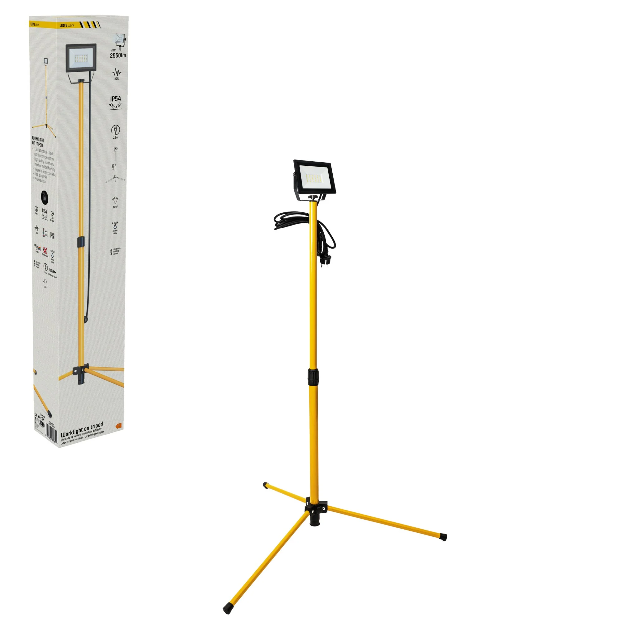LED's Work 1 x 30W ProWork Tripod LED Bouwlamp op statief - In hoogte verstelbaar - 3180 lm - Image 4