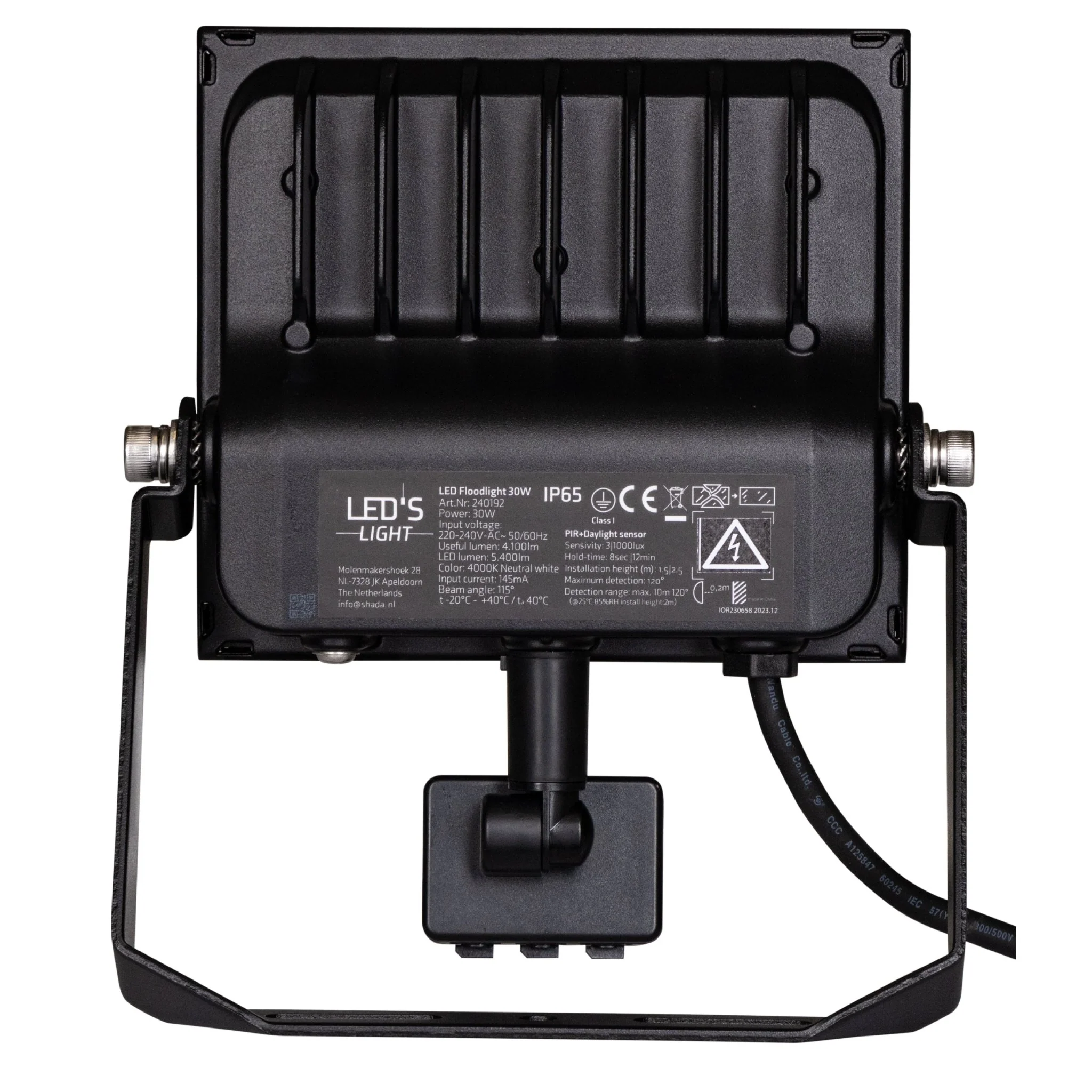 UltraFlood LED Schijnwerper 30W met Bewegingssensor en Daglichtsensor - Kantelbaar - 5400 Lumen - IP65 - Image 10