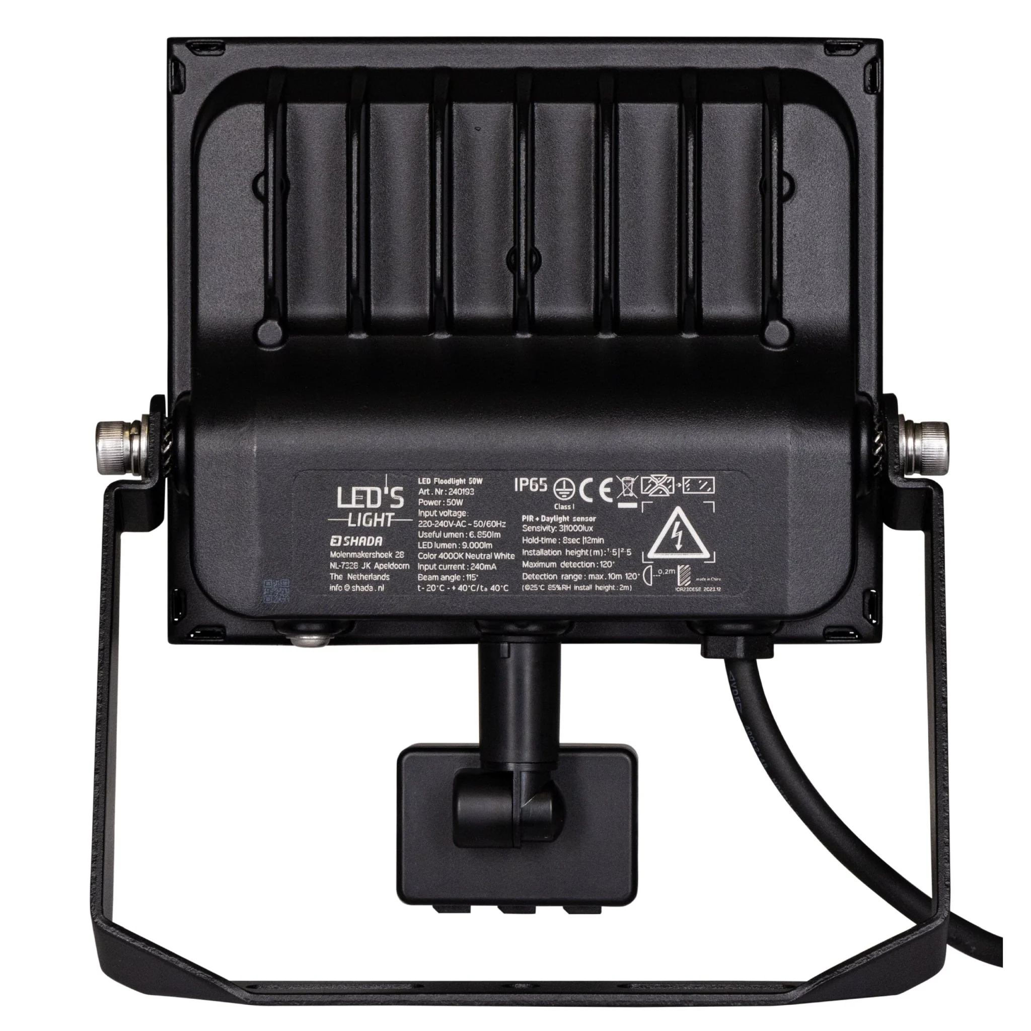 UltraFlood LED Schijnwerper 50W 4000K met Bewegingssensor en Daglichtsensor - Kantelbaar - 8000 Lumen - IP65 - Image 10