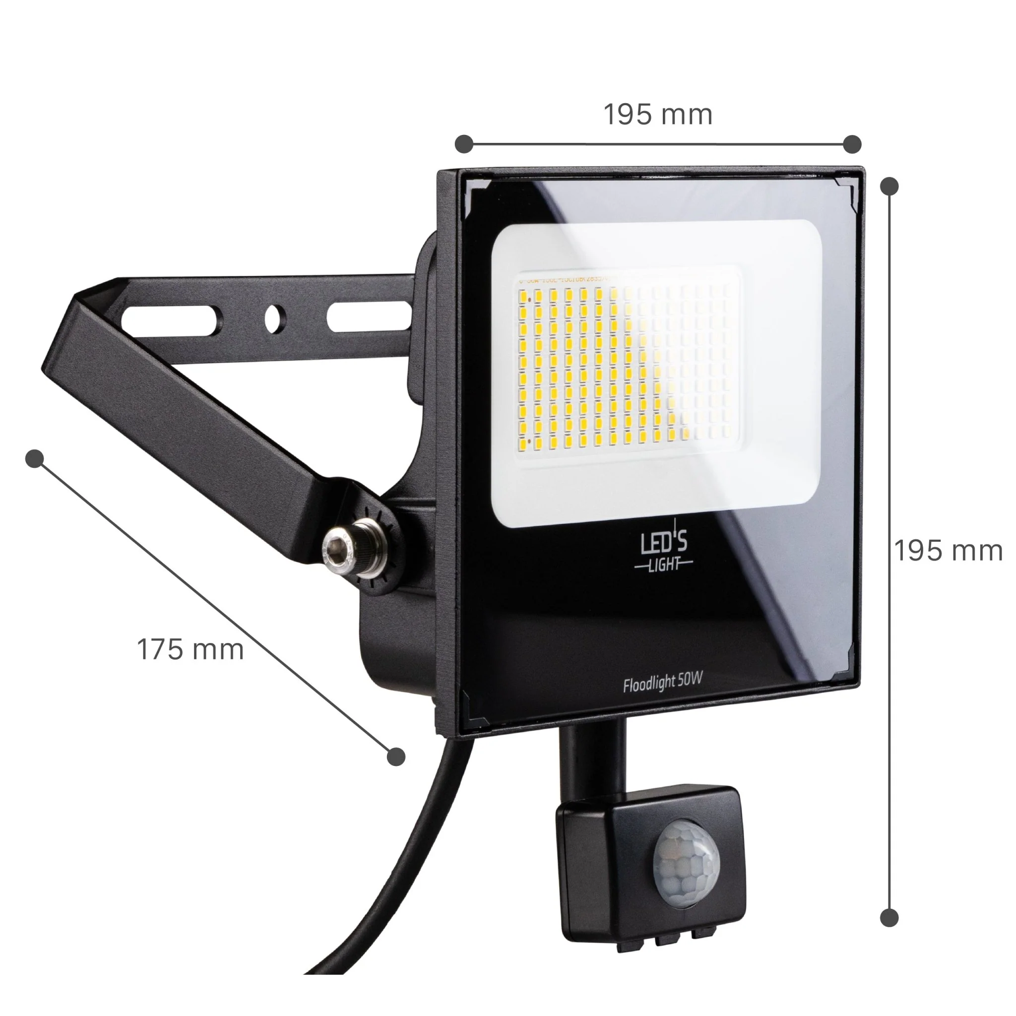 UltraFlood LED Schijnwerper 50W 4000K met Bewegingssensor en Daglichtsensor - Kantelbaar - 8000 Lumen - IP65 - Image 6