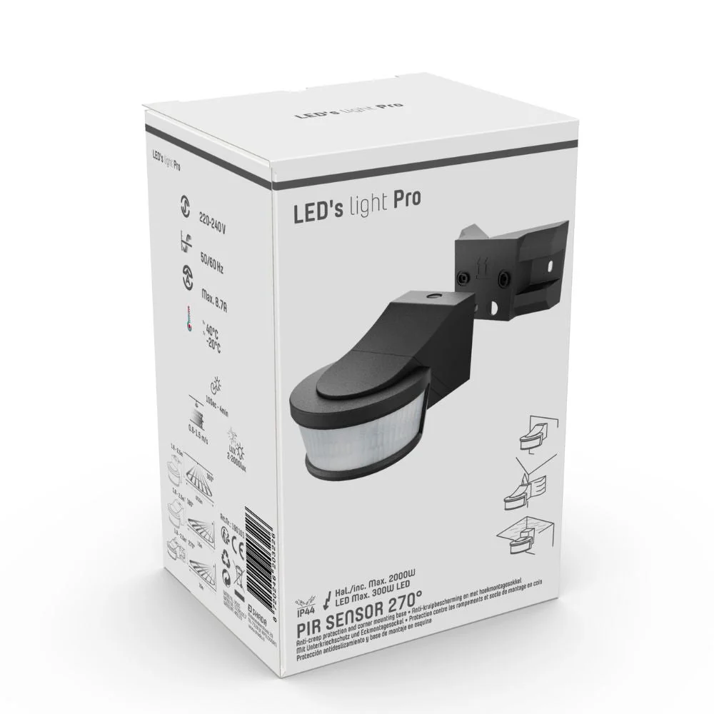 LED's Light Pro Bewegingssensor met Hoekbeugel Universeel - 12 meter bereik - Zwart - Image 11