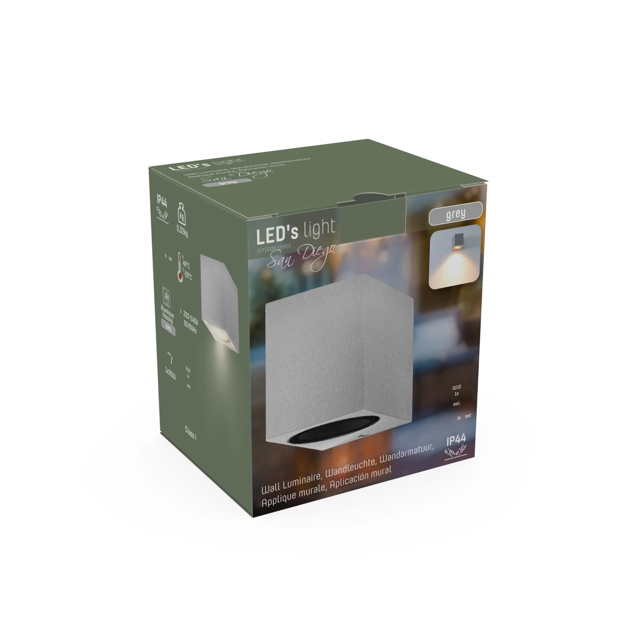 NØRD Down - LED Wandlamp buiten met GU10 fitting - Rome - Vierkant - IP44 - Grijs - Image 12