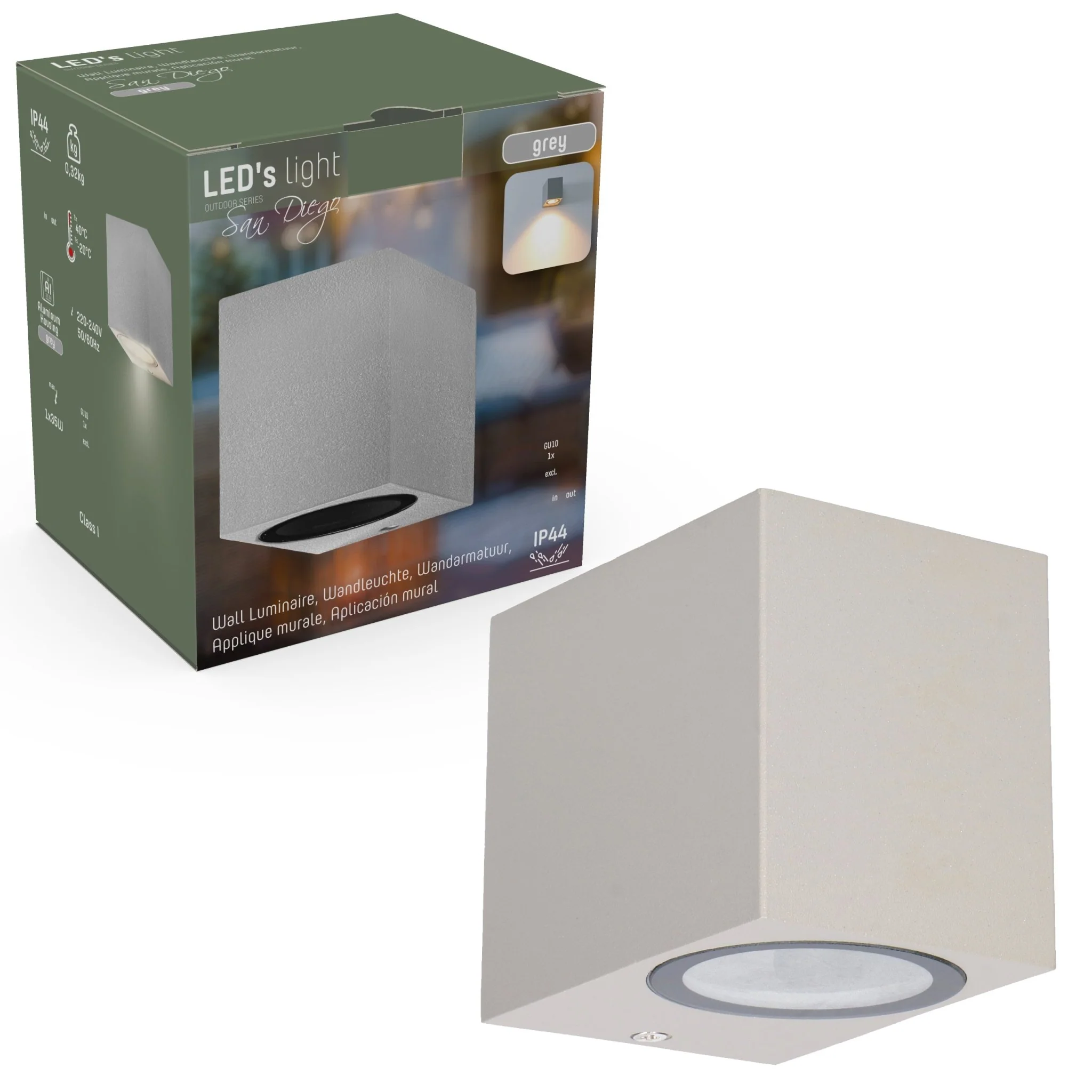 NØRD Down - LED Wandlamp buiten met GU10 fitting - Rome - Vierkant - IP44 - Grijs - Image 7