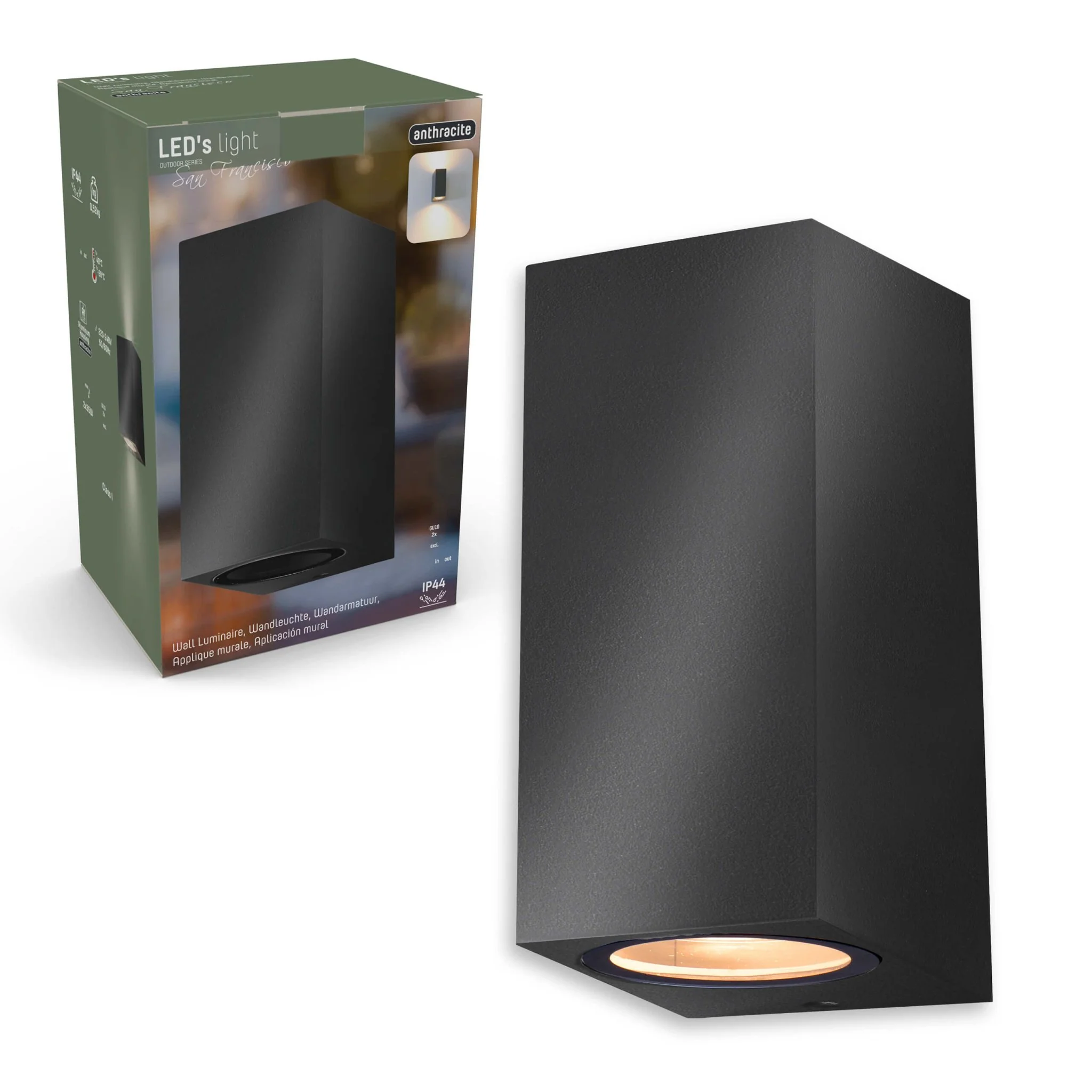 NØRD Up&Down - LED's Light LED Buitenlamp met GU10 fitting - Rechthoek - IP44 - Antraciet - Model Milaan - Image 8