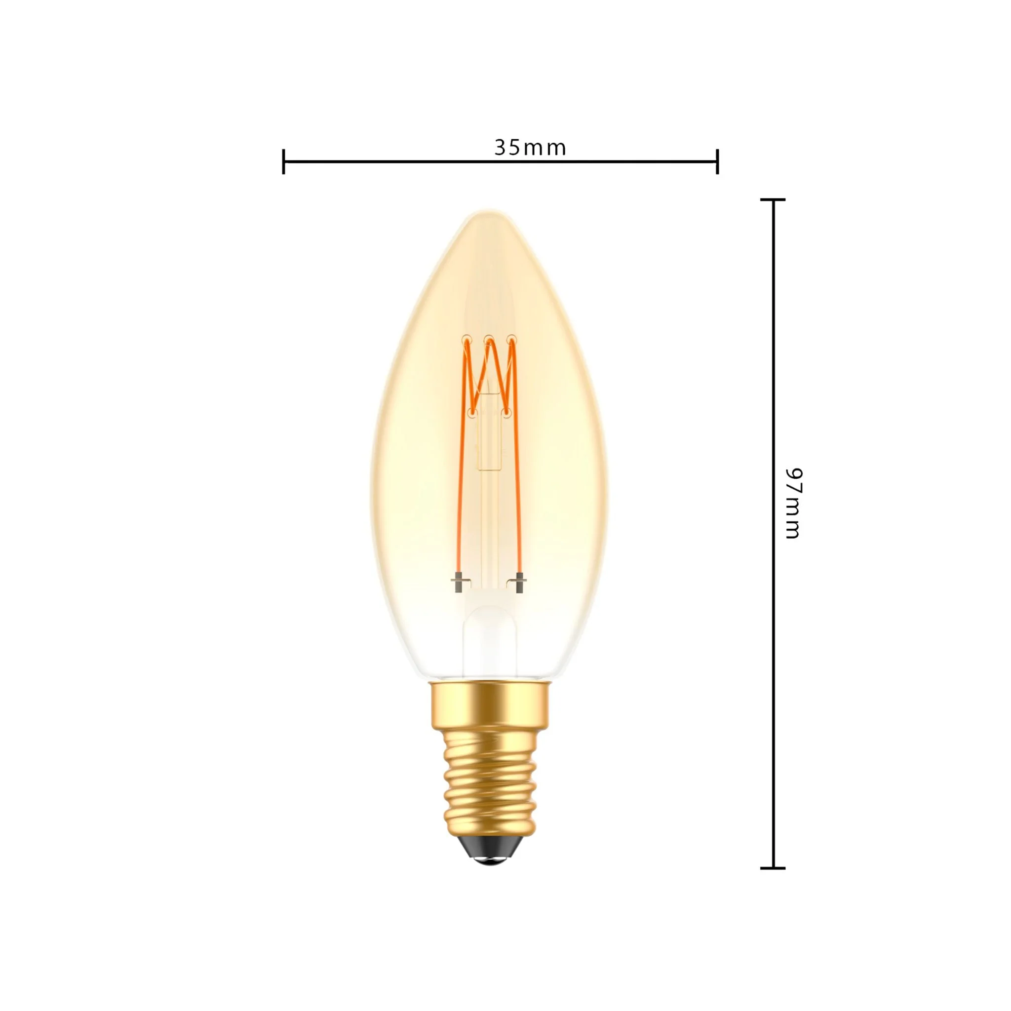 LED's Light LED Kaarslamp goud E14 - Gloeilamp design - Dimbaar extra warm wit - 1800K - Image 4