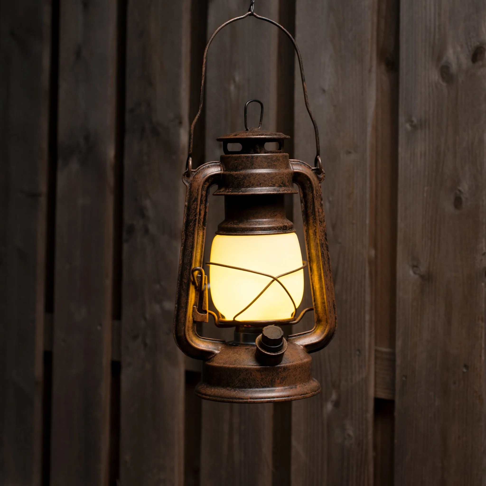 Vintage LED Olielamp op batterijen - Dimbaar - Draadloos - 24 cm - Koper - Image 3
