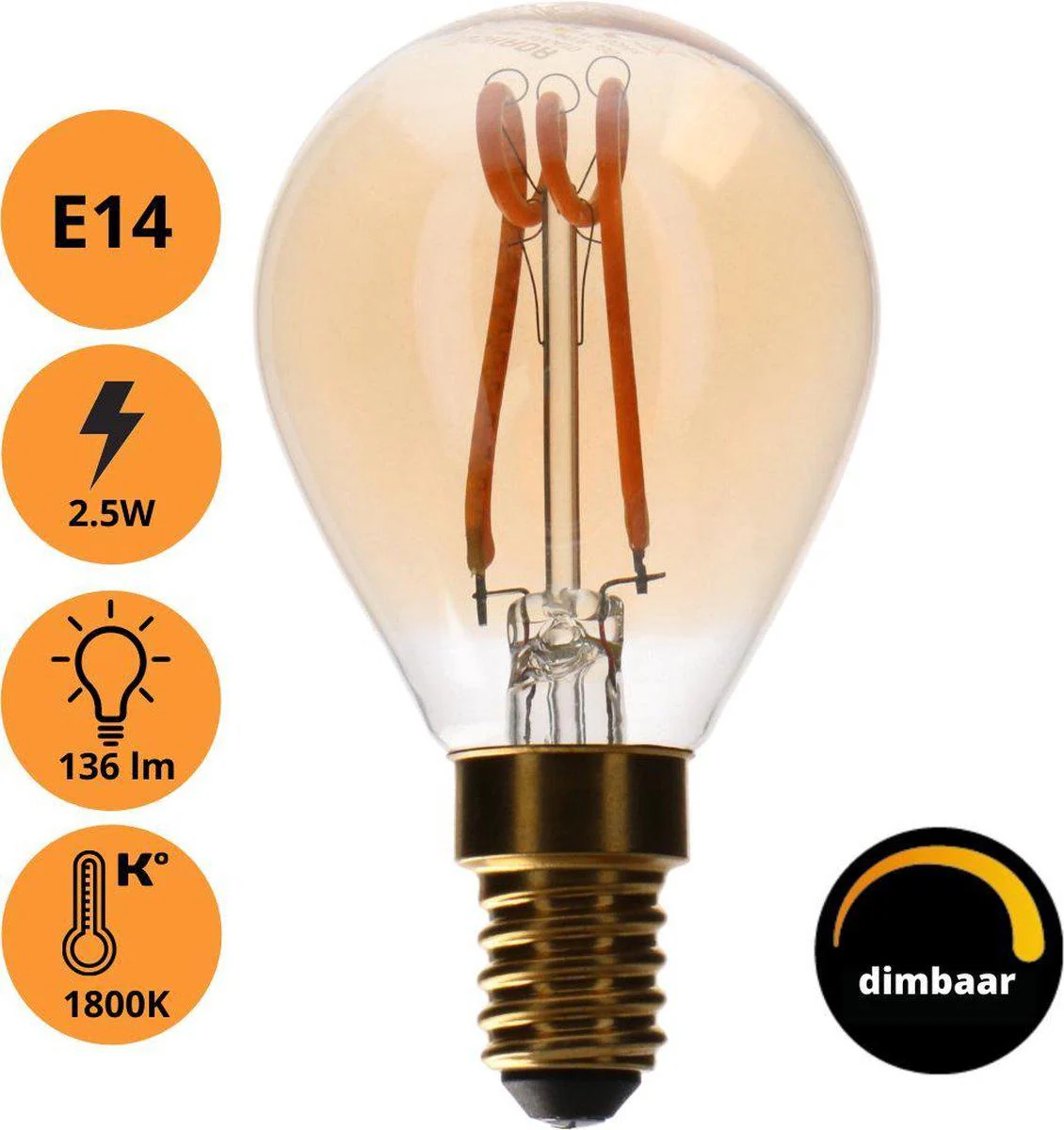 Proventa DECO LED Filament lamp E14 - Model XS globe - Dimbaar - _ 45 mm - Extra warm wit - Image 2