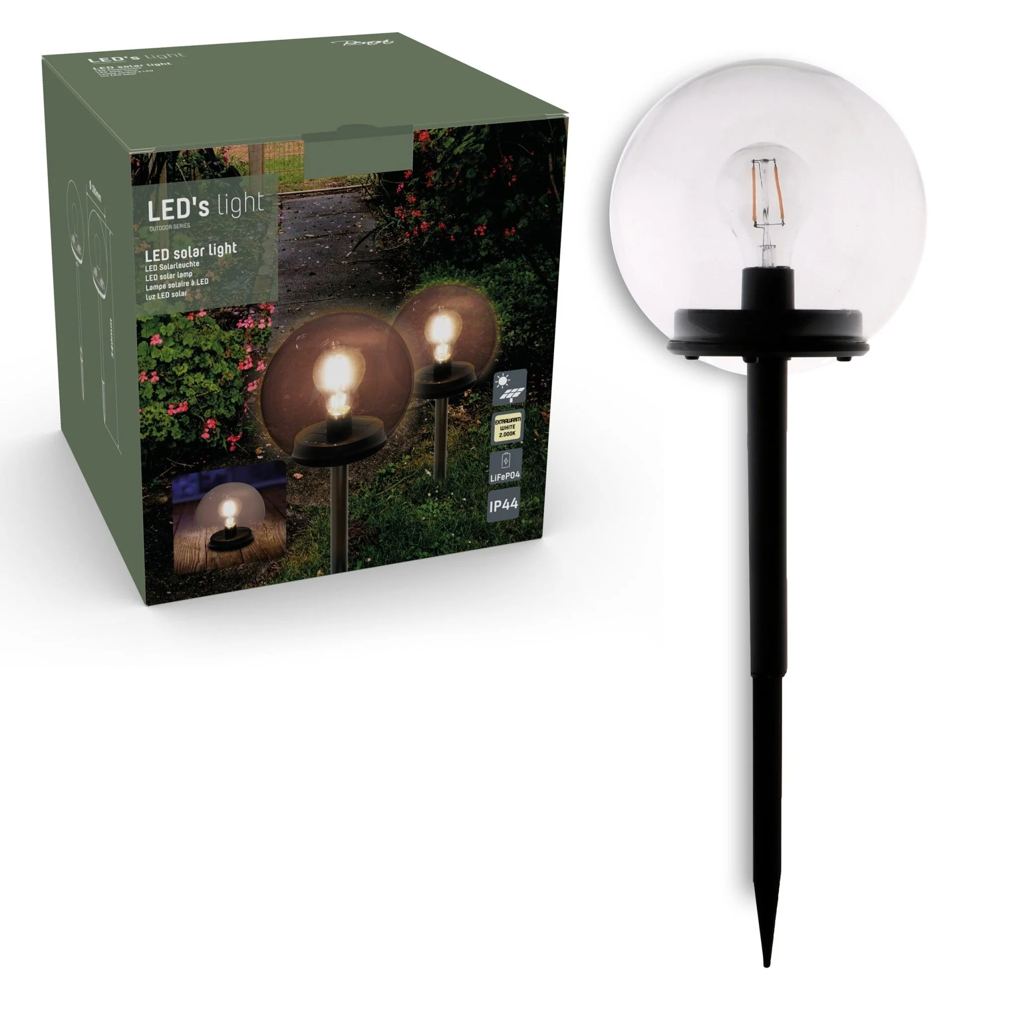 Vintage Solar Priklamp met sensor - Automatisch aan/uit - Warm wit licht - IP44 - 54 cm - Image 4
