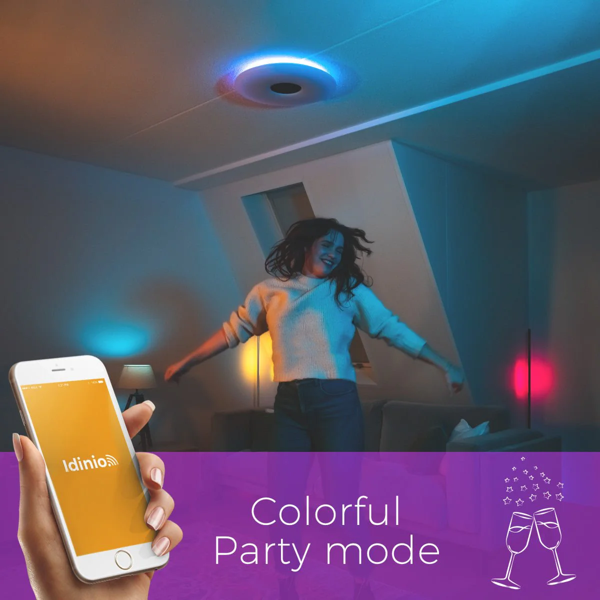 VoiceControl LED Plafondlamp 50 cm met Google Nest & Amazon Echo Dot houder - Bedienbaar met App - Image 10