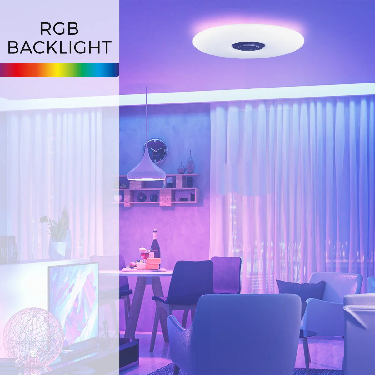 VoiceControl LED Plafondlamp 50 cm met Google Nest & Amazon Echo Dot houder - Bedienbaar met App - Image 18