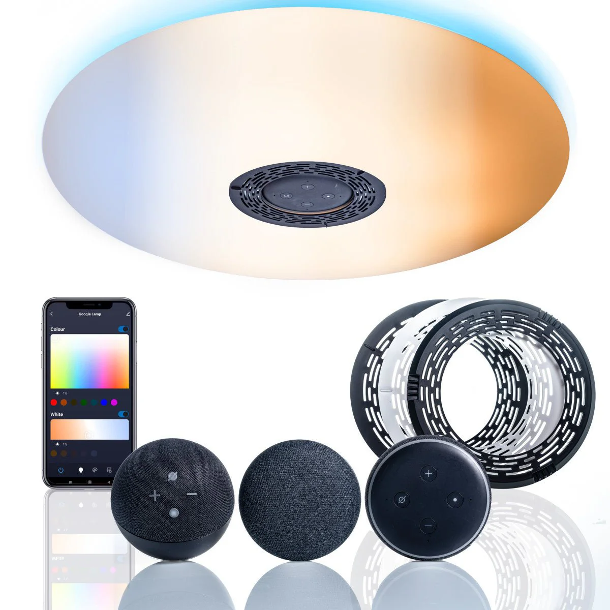 VoiceControl LED Plafondlamp 50 cm met Google Nest & Amazon Echo Dot houder - Bedienbaar met App - Image 3