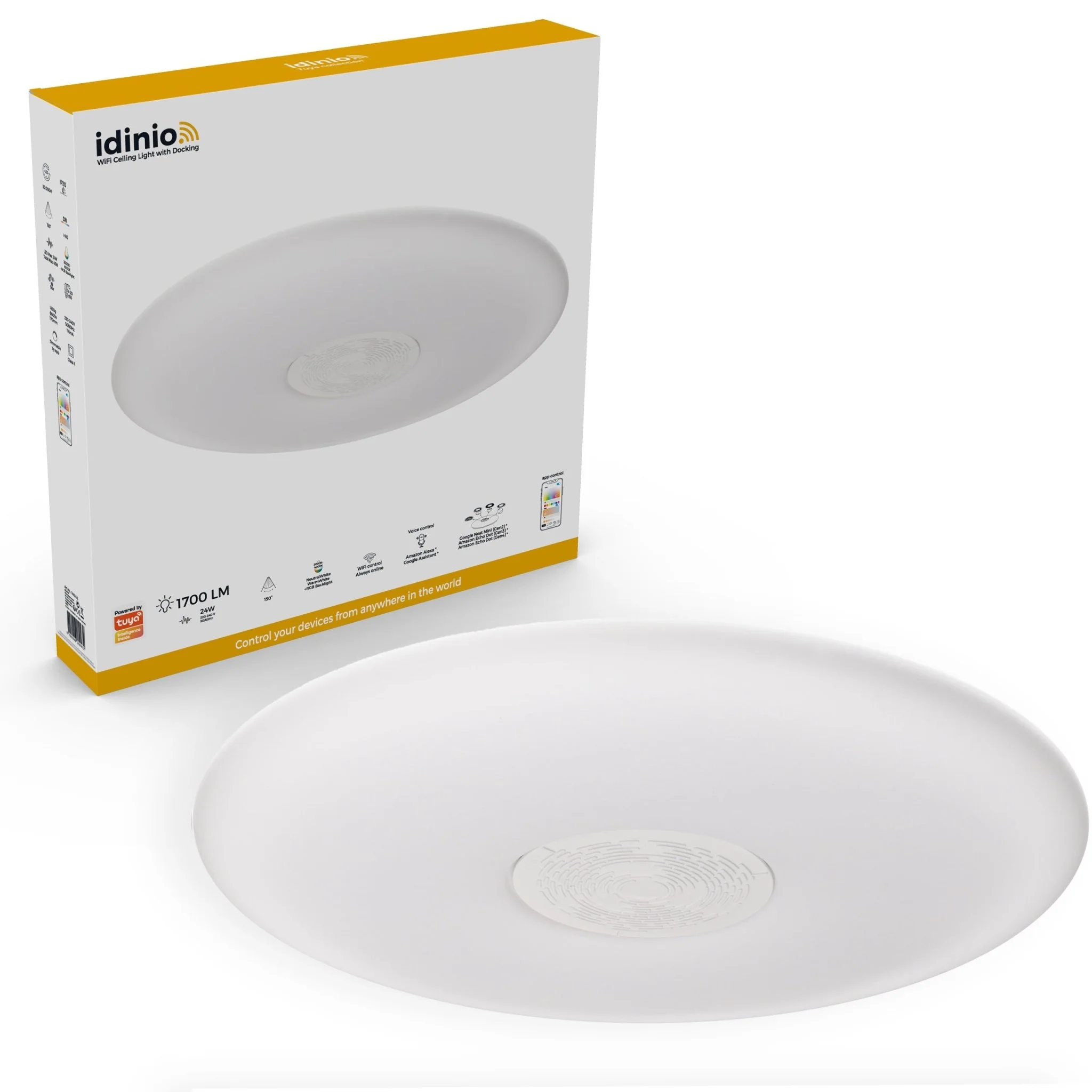 VoiceControl LED Plafondlamp 50 cm met Google Nest & Amazon Echo Dot houder - Bedienbaar met App - Image 4