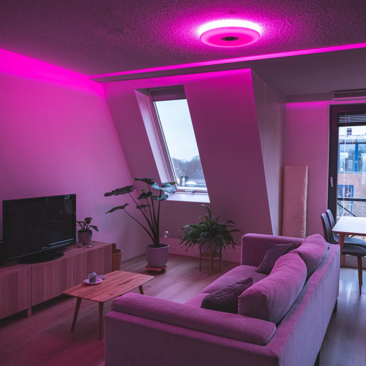VoiceControl LED Plafondlamp 50 cm met Google Nest & Amazon Echo Dot houder - Bedienbaar met App - Image 9