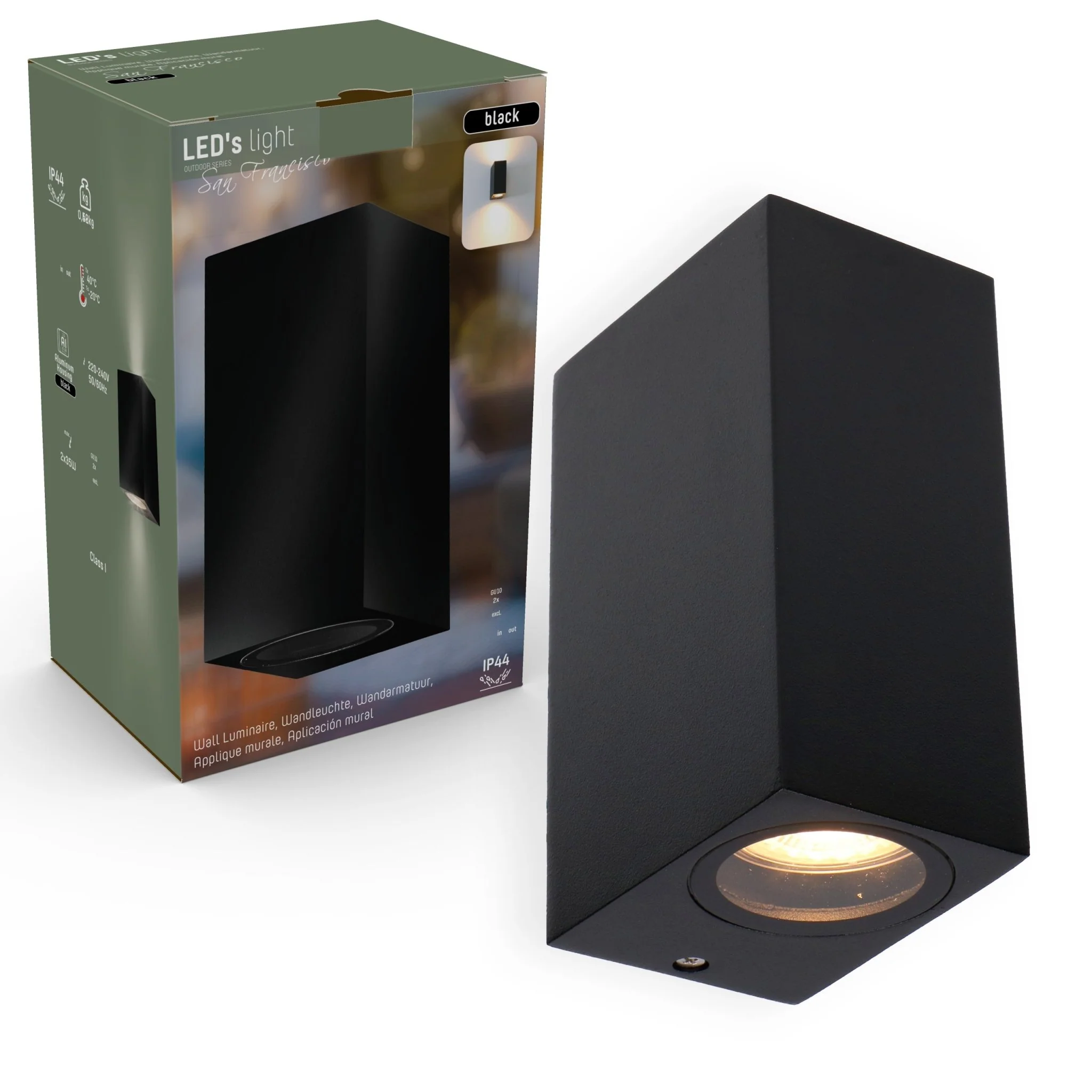 NØRD Up&Down - LED's Light LED Buitenlamp met GU10 fitting - Rechthoek - IP44 - Zwart - Model Milaan - Image 7