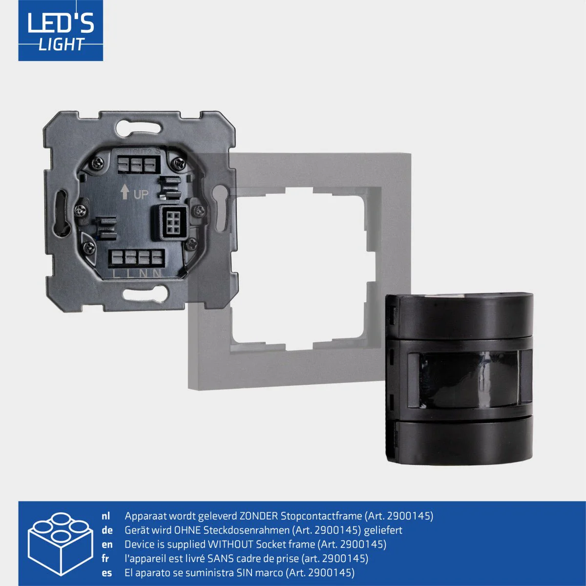 Wandschakelaar met Bewegingssensor - 55 x 55 mm inbouw - Compatibel met LED - Zwart - Image 3