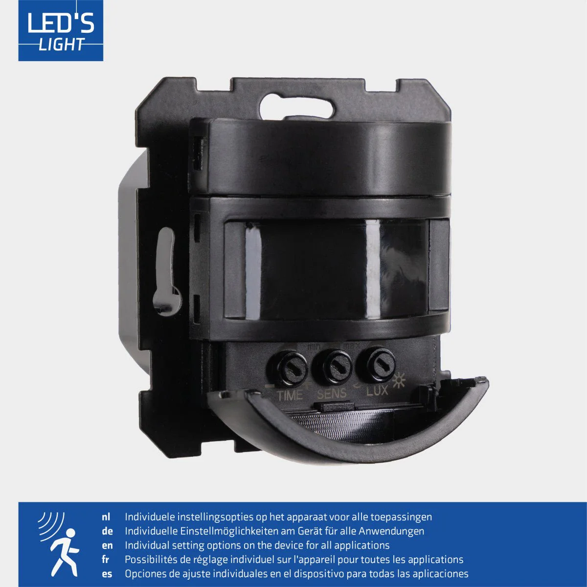 Wandschakelaar met Bewegingssensor - 55 x 55 mm inbouw - Compatibel met LED - Zwart - Image 4