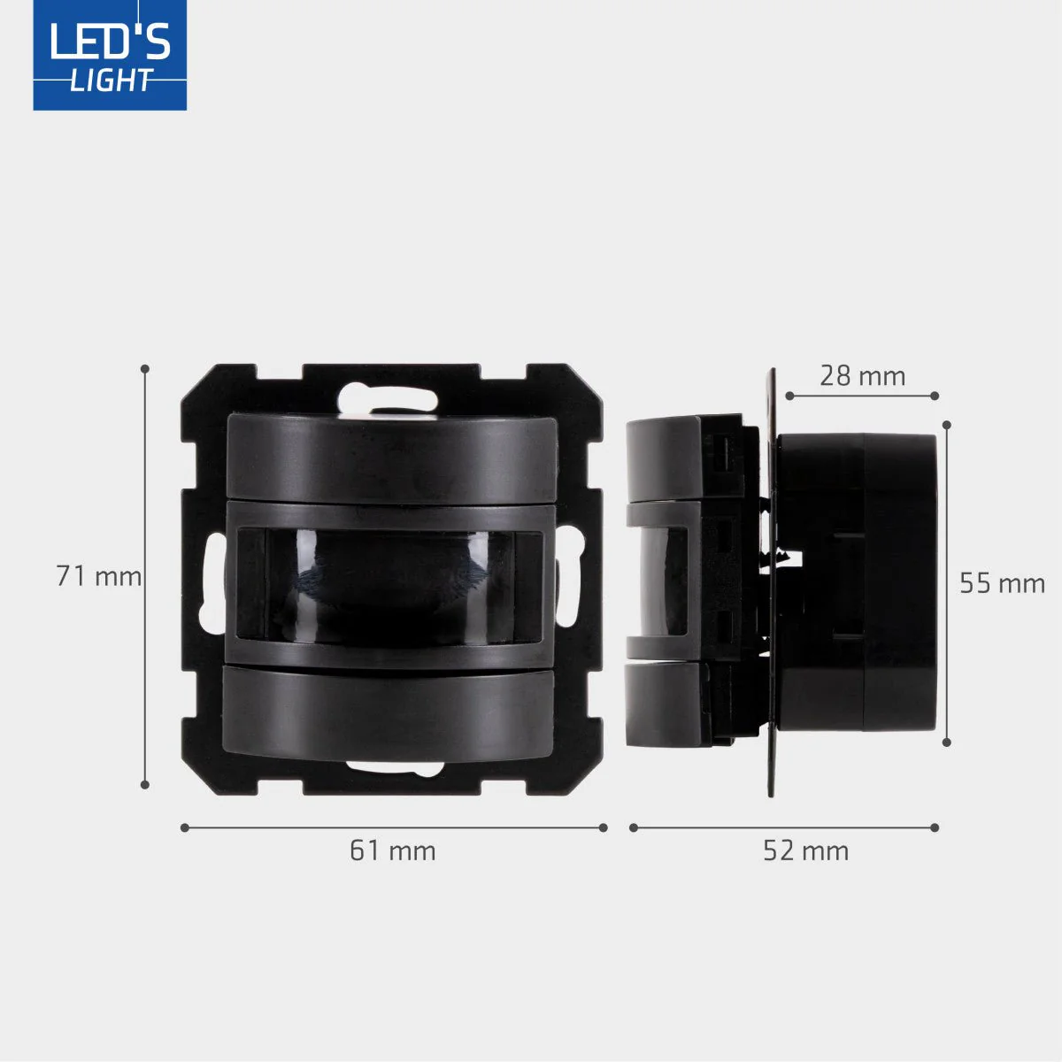 Wandschakelaar met Bewegingssensor - 55 x 55 mm inbouw - Compatibel met LED - Zwart - Image 5